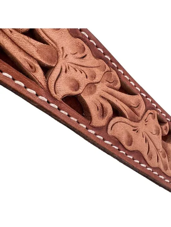 Size 66 Mens Belt Lone Star Buckle on Tooled Leather Belt Nubuck Floral - Picture 6 of 11